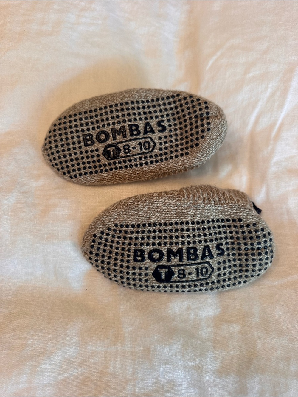 Bombas Beige Non-Slip toddler slipper Socks